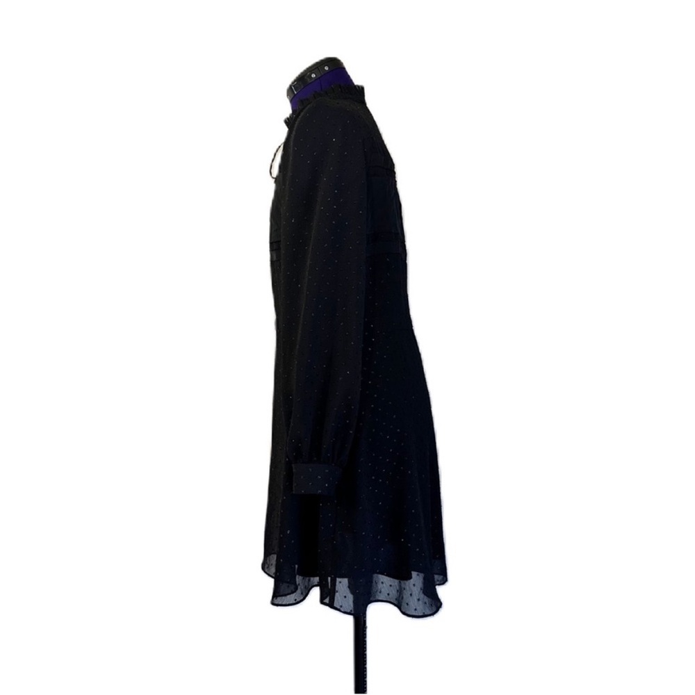 All Saints Black Sheer Polka Dot Sparkle Long Sleeve Dress - Picture 4 of 16